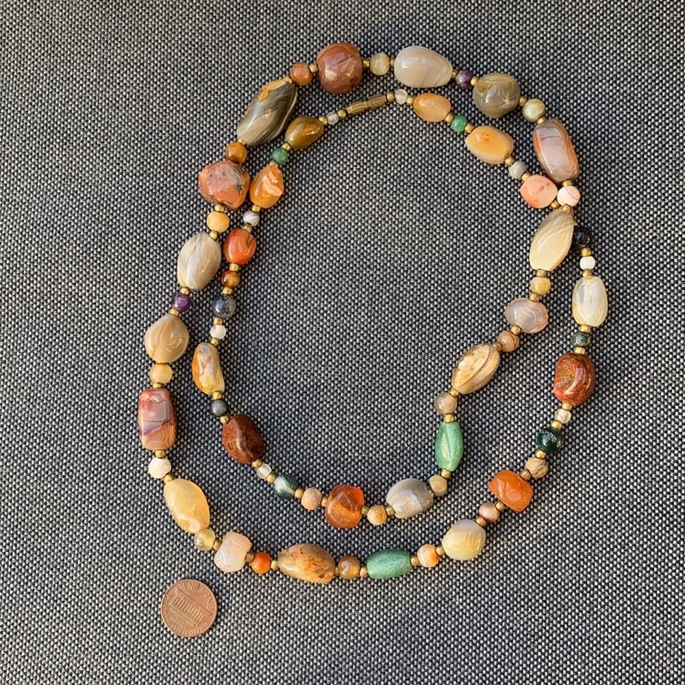 Vintage Multicolored Polished Agate Necklace